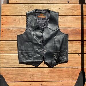 Black Leather Vest -